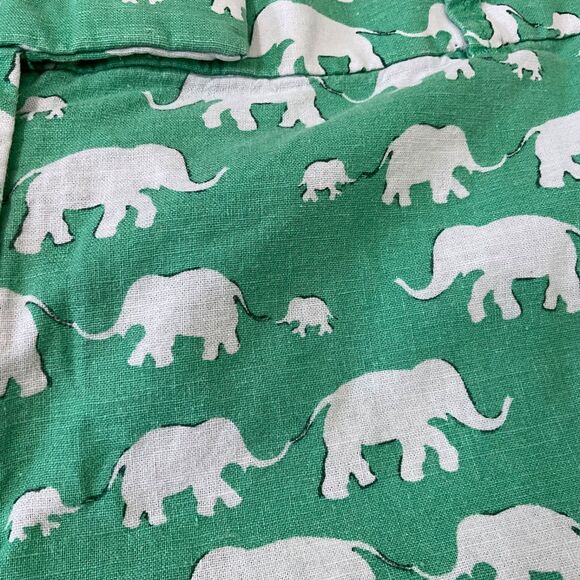 LOFT Riviera Shorts Women’s 16 Green novelty print Elephants Linen Blend - Picture 9 of 10